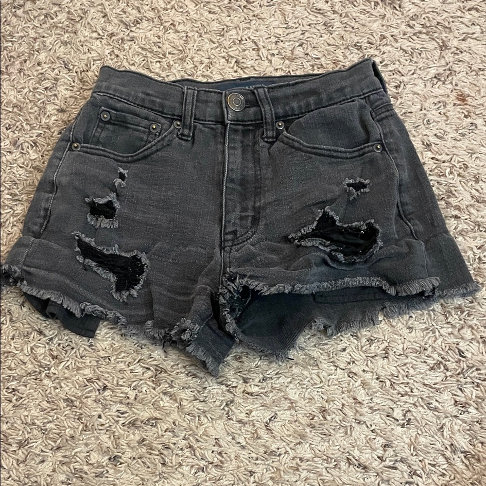 Aeropostale Black Ripped Jean Shorts